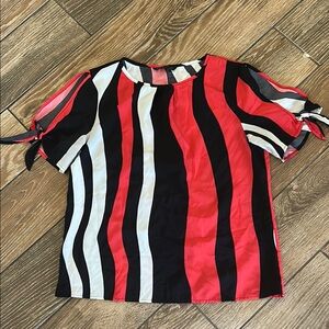 SHEIN Striped Blouse - Red, Black, White